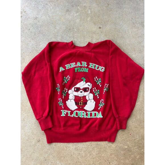 Vintage A Bear Hug From Florida Red Sweatshirt Ultra Sweats M C4 - Picture 1 of 5